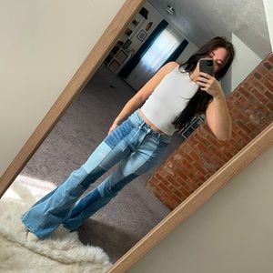 Vici patchwork denim flare jeans